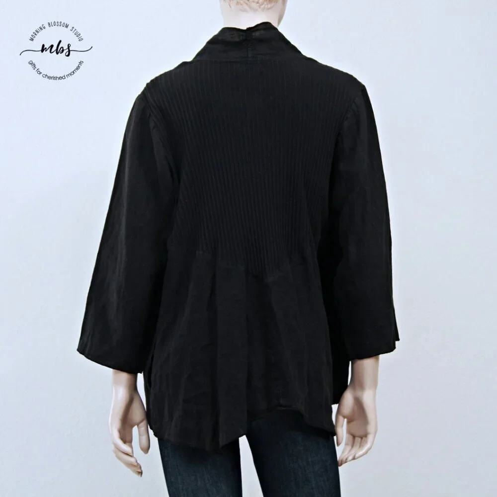 Fenini Linen Lightweight Blazer Black Women L - Picture 7 of 11